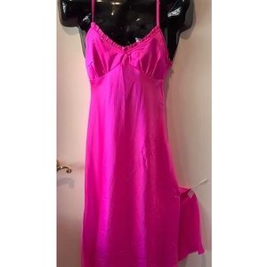 Japra Strap Midi Dress Red Pink Satin Side Slit V Neck Bra Support